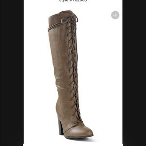 Lace front tall boots